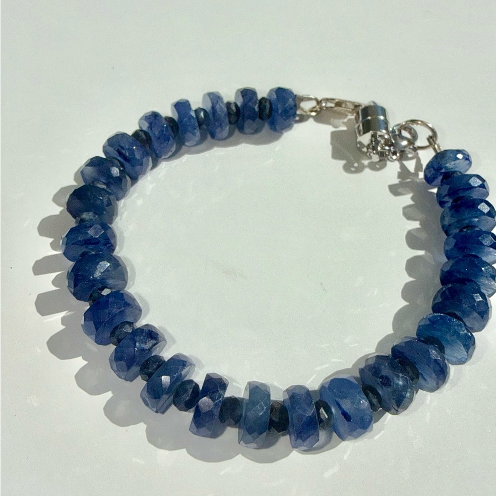 Blue Sapphire Rondelle Bracelet - Picture 4 of 8